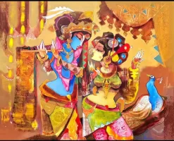 Radha Krishna w/Peacock